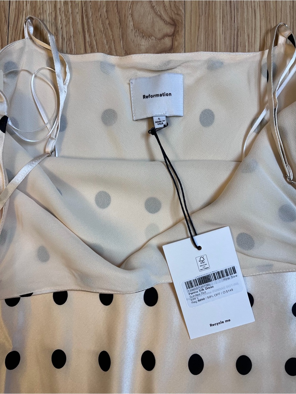 NWT* Parma Silk Dress | Seasonal — Sundae Dot, L - Picture 2 of 6